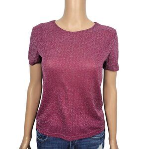 Seven Seven Women's Sparkly Berry Pink Short Sleeve Top in a Size Small